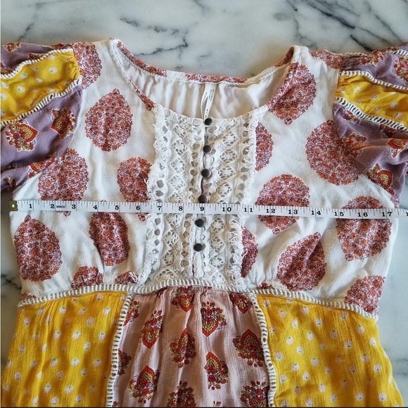 Anthropologie Melody Patchwork Lace Mixed Print Cottagecore Midi Dress Size 8/M - Picture 10 of 12